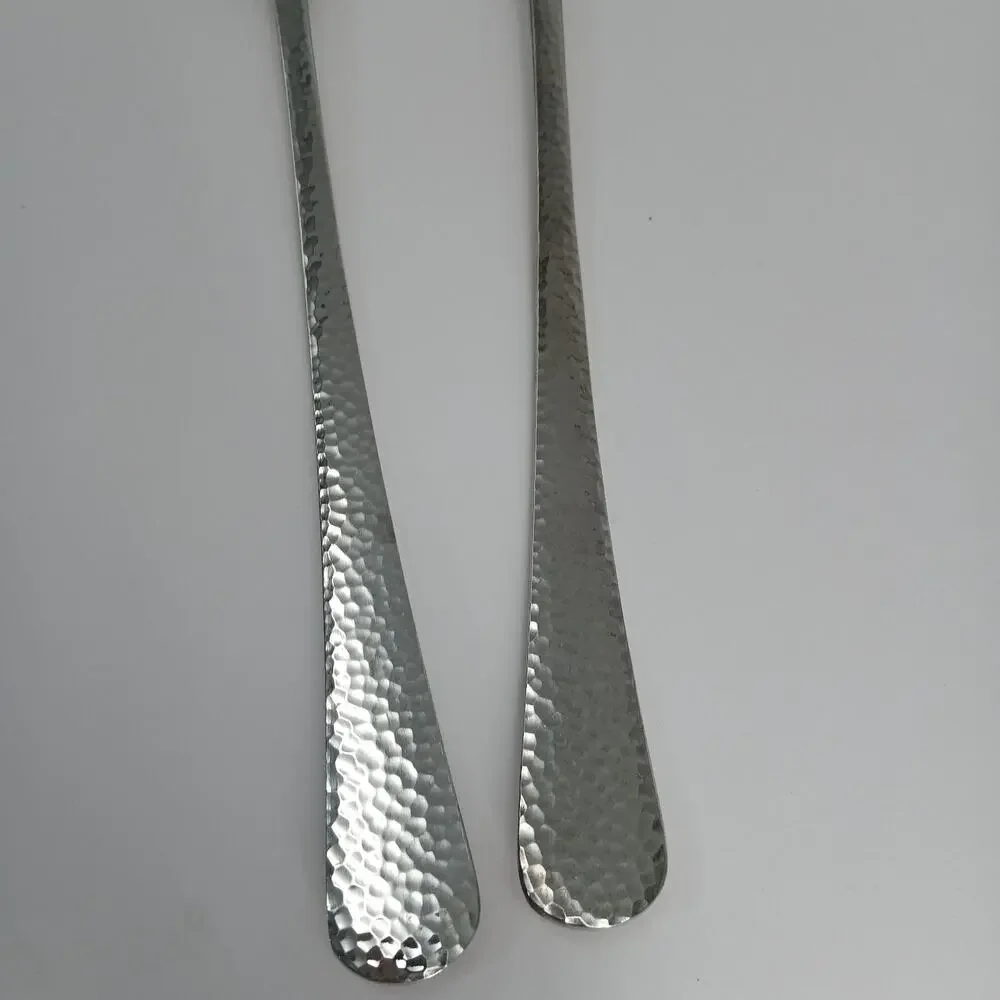 2X Set Reed Barton OLDE ENGLISH HAMMERED Salad Serving Set Stainless
